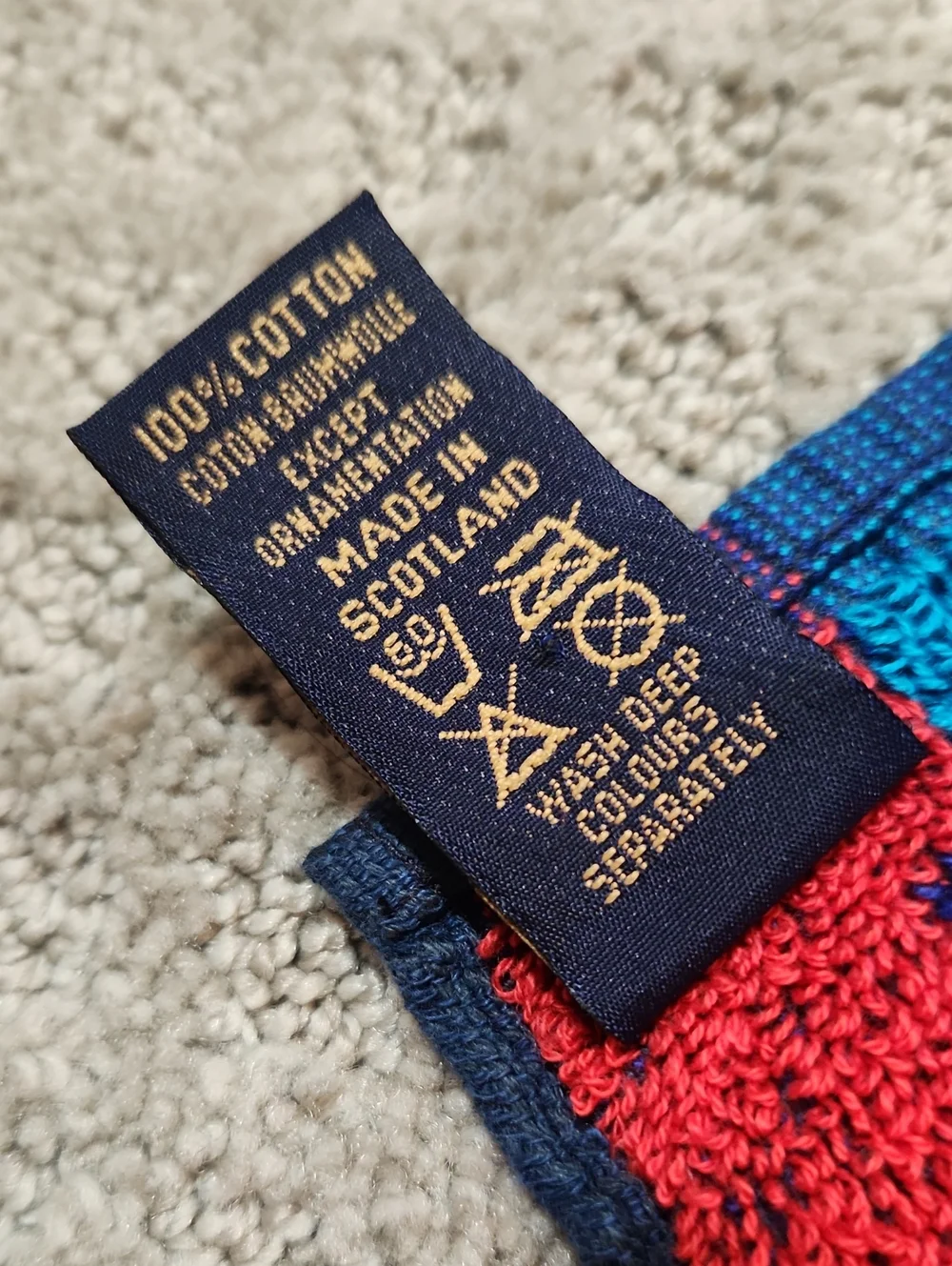 St. Andrews Golf Towel Home of Golf Blue & Green Made In Scotland